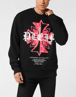 Philipp Plein Round Neck Sweatshirt Worldwide Crest - maat XL Zwart