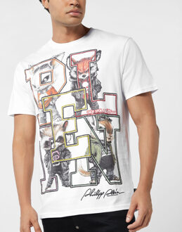 Philipp Plein Round Neck T-Shirt College Animals Outline - maat L Wit