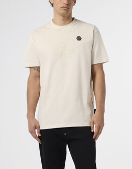 Philipp Plein Round Neck T-Shirt Degrade Monogram Monogram Beige - L