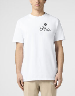 Philipp Plein Round Neck T-Shirt Embossed Signature Wit - L