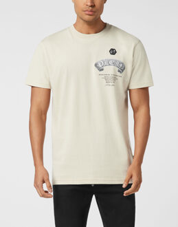 Philipp Plein Round Neck T-Shirt Plein Banner Baroque Skull - maat XL Beige