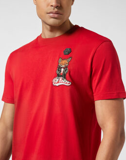 Philipp Plein Round Neck T-Shirt Plein Fox - maat XS Rood