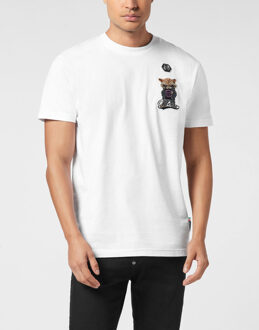 Philipp Plein Round Neck T-Shirt Plein Raccoon Signature Wit - M