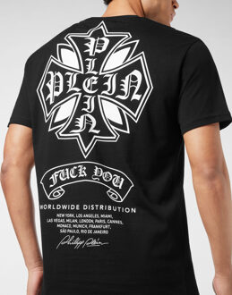 Philipp Plein Round Neck T-Shirt Puffy Chrome Crest - maat XS Zwart