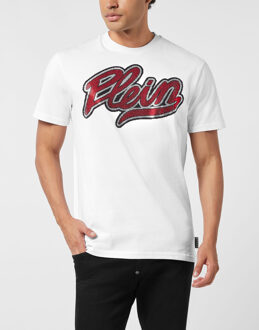 Philipp Plein Round Neck T-Shirt Strass Signature Wit - 5XL
