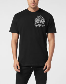 Philipp Plein Round Neck T-Shirt Vintage Crest And Skull Zwart - L