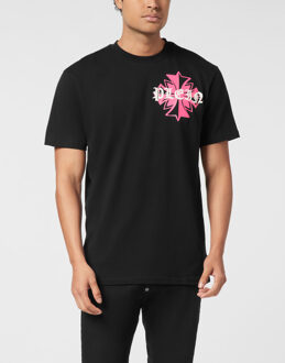 Philipp Plein Round Neck T-Shirt Worldvide Crest Mini - maat L Zwart