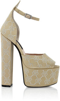Philipp Plein Sandalen Hoge Hakken Monogram Beige - EU 40