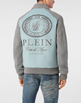 Philipp Plein Satin Coster Bomber Jacket Contrast Lichtblauw - M