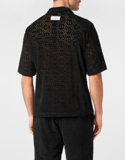 Philipp Plein Shirt Ss Bowling Fit Jacquard Monogram Zwart - 2XL