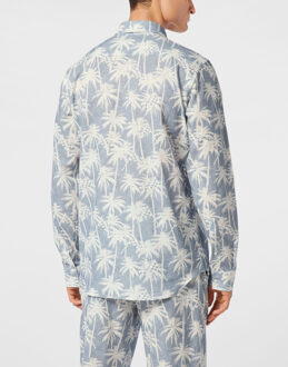 Philipp Plein Shirt Sugar Daddy Cut Ls - maat M Lichtblauw