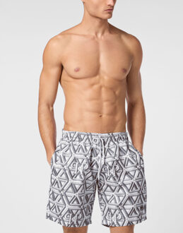 Philipp Plein Short Swim Boxer Monogram Wit