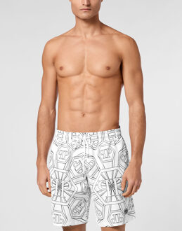Philipp Plein Short Swim Boxer Monogram Wit