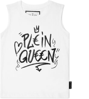 Philipp Plein Sleeveless T-Shirt Sexy Pure Crystal - maat 16J / 176cm Wit