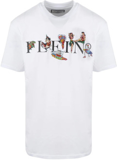 Philipp Plein SS Hawaii T-shirt Philipp Plein , White , Heren - 2Xl,Xl
