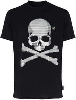 Philipp Plein SS Skull & Bones Zwart Katoenen T-Shirt Philipp Plein , Black , Heren - L
