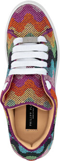 Philipp Plein Suede Lo-Top Sneakers With Crystals Waves Rainbow Veelkleurig - EU 36