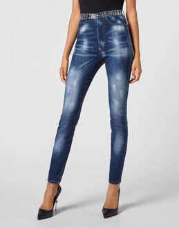 Philipp Plein Super Hoge Taille Jegging Blauw - 25 (Taille)