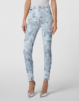 Philipp Plein Super Hoge Taille Jegging Blauw en Grijs Multi - 25 (Taille)