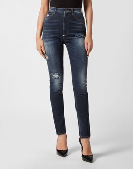 Philipp Plein Super Hoge Taille Jegging Blauw