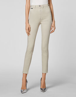 Philipp Plein Super Hoge Taille Jegging Iconic Plein Beige - 28 (Taille)