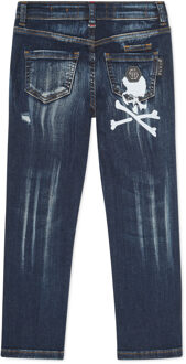 Philipp Plein Super Recht Model Skull Blauw - 8J / 128cm