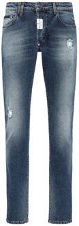 Philipp Plein Super Straight Denim Jeans Philipp Plein , Blue , Heren - W32,W36,W30,W33