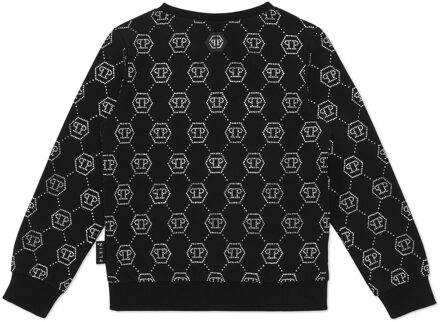 Philipp Plein Sweater Ls Monogram Zwart - 8J / 128cm