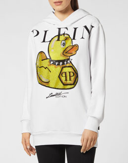 Philipp Plein Sweatshirt Met Capuchon Duck Wit - XS