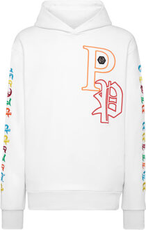 Philipp Plein Sweatshirt Met Capuchon Gothic Plein - maat 2XL Wit/Multi