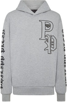 Philipp Plein Sweatshirt Met Capuchon Gothic Plein - maat L Grijs