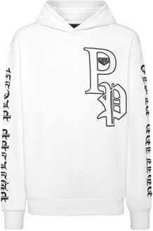 Philipp Plein Sweatshirt Met Capuchon Gothic Plein Wit - XL