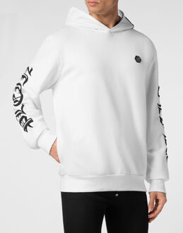 Philipp Plein Sweatshirt Met Capuchon Gothic Plein Wit