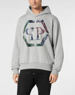 Philipp Plein Sweatshirt Met Capuchon Hexagon Grijs