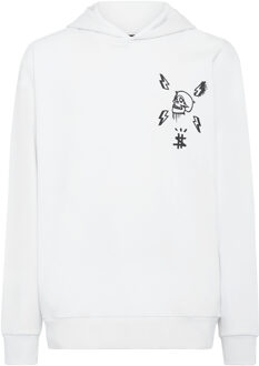 Philipp Plein Sweatshirt Met Capuchon Hexagon Wit - XL