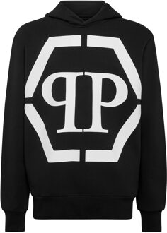 Philipp Plein Sweatshirt Met Capuchon Hexagon Zwart/wit