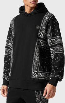 Philipp Plein Sweatshirt Met Capuchon Paisley - maat S Zwart