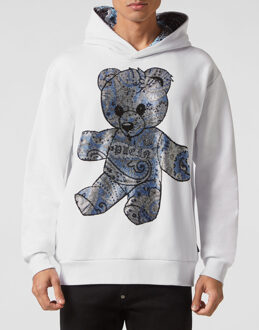 Philipp Plein Sweatshirt Met Capuchon Paisley Wit/Blauw - 4XL