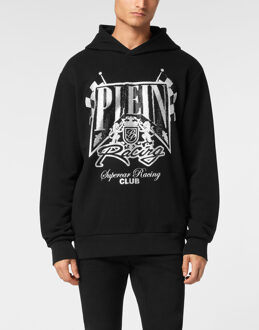 Philipp Plein Sweatshirt Met Capuchon Racing - maat 4XL Zwart/wit