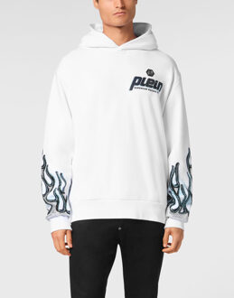 Philipp Plein Sweatshirt Met Capuchon Racing Wit - S
