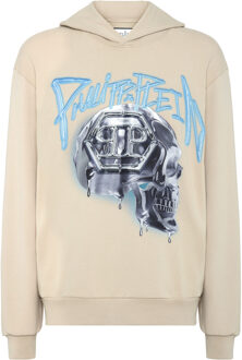 Philipp Plein Sweatshirt Met Capuchon Skull Beige