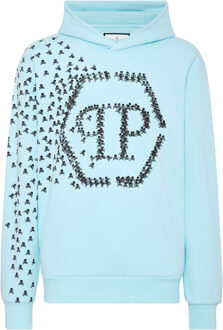 Philipp Plein Sweatshirt Met Capuchon Skull&Bones Lichtblauw