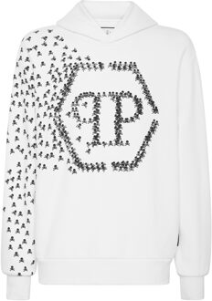 Philipp Plein Sweatshirt Met Capuchon Skull&Bones - maat 3XL Wit