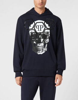 Philipp Plein Sweatshirt Met Capuchon Skull Donkerblauw