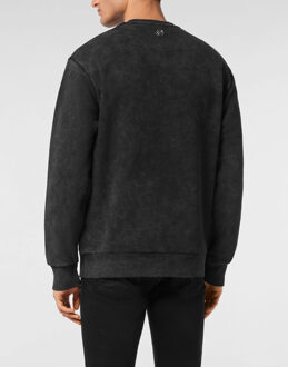Philipp Plein Sweatshirt Round Neck Ls Racing Club - maat S Zwart
