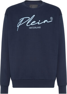 Philipp Plein Sweatshirt Signature Donkerblauw