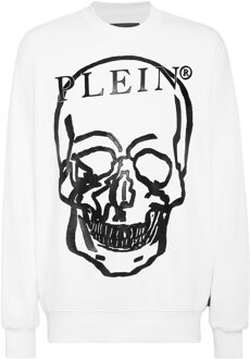 Philipp Plein Sweatshirt Skull And Plein - maat XL Wit/Zwart