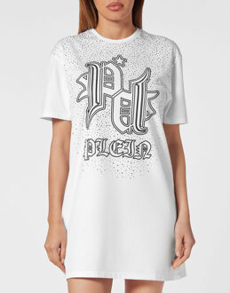 Philipp Plein T-Shirt Jurk Kort - maat M Wit