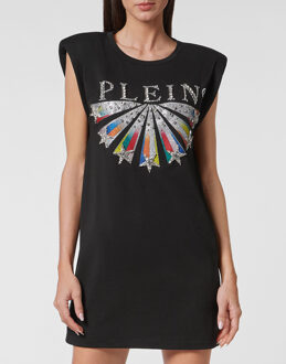 Philipp Plein T-Shirt Jurk Kort Stars Zwart
