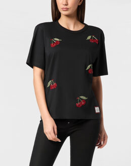 Philipp Plein T-Shirt Man Pasvorm Cherries - maat XS Zwart